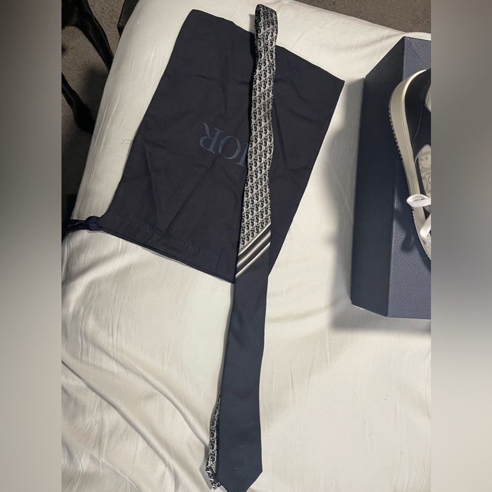 Navy Blue and silver colored Dior tie. Worn once.